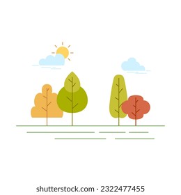 Vector illustration in simple minimal nature landscape, flat style abstract horizontal banner and background with copy space for text - header images for web