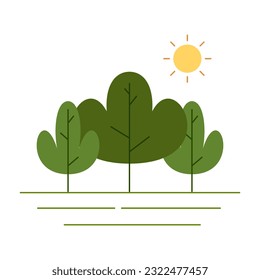 Vector illustration in simple minimal nature landscape, flat style abstract horizontal banner and background with copy space for text - header images for web
