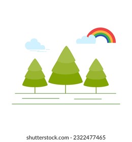 Vector illustration in simple minimal nature landscape, flat style abstract horizontal banner and background with copy space for text - header images for web