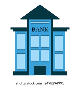 Vector illustration of a simple and modern bank with a blue building