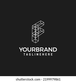 Ilustración vectorial del estilo de línea del logotipo de la compañía F Carta simple y moderna
