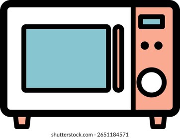 Ilustração vetorial de um forno de micro-ondas simples e moderno em fundo branco, design de aparelho de cozinha isolado