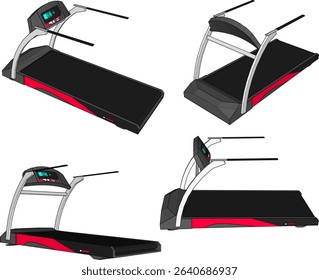 vector illustration of a simple modern treadmill sport fitness machine design