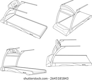 Ilustración vectorial de un diseño moderno simple de la máquina de la aptitud del deporte de la cinta de correr