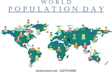 Ilustração vetorial, Design do Dia Mundial da População Simples e Moderno com imagem de desenho 2D

