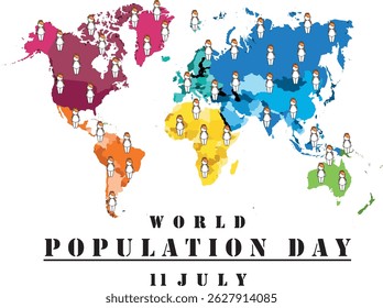 Ilustração vetorial, Design do Dia Mundial da População Simples e Moderno com imagem de desenho 2D
