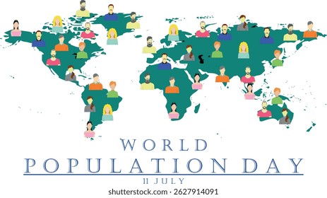 Vector illustration, Simple and Modern World Population Day Design with 2D cartoon image
