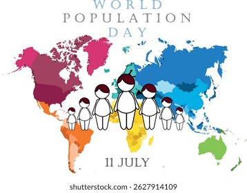 Ilustração vetorial, Design do Dia Mundial da População Simples e Moderno com imagem de desenho 2D

