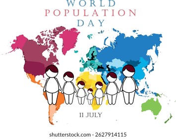 Ilustração vetorial, Design do Dia Mundial da População Simples e Moderno com imagem de desenho 2D
