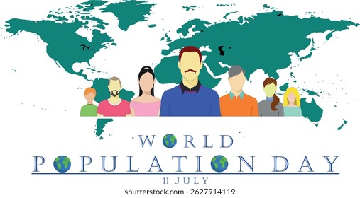 Ilustração vetorial, Design do Dia Mundial da População Simples e Moderno com imagem de desenho 2D

