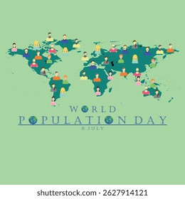 Ilustração vetorial, Design do Dia Mundial da População Simples e Moderno com imagem de desenho 2D
