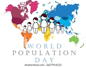 Ilustração vetorial, Design do Dia Mundial da População Simples e Moderno com imagem de desenho 2D
