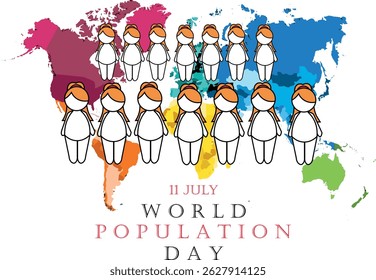 Ilustração vetorial, Design do Dia Mundial da População Simples e Moderno com imagem de desenho 2D
