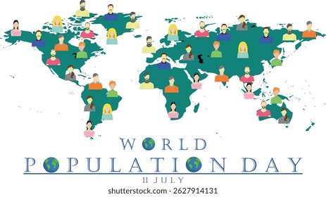 Vector illustration, Simple and Modern World Population Day Design with 2D cartoon image
