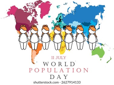 Ilustração vetorial, Design do Dia Mundial da População Simples e Moderno com imagem de desenho 2D
