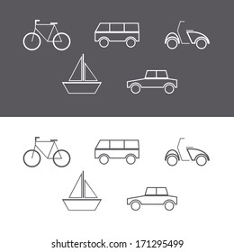 Vector illustration of simple monochromatic transport icons for your design or application.