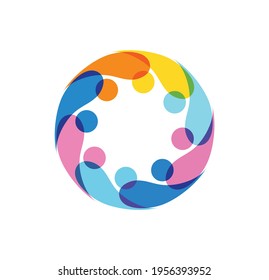 A vector Illustration of Simple Multicolor Rotation People Sign