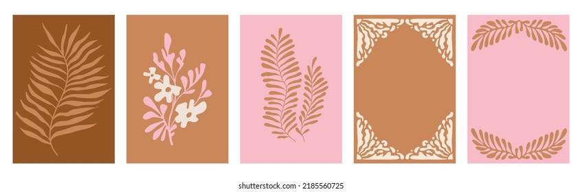 Vector illustration in simple naive and hippie groovy style - flowers and plants, design templates, frames and prints with copy space for text for social media and posters