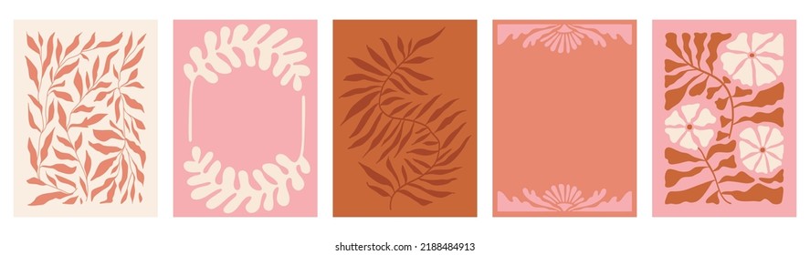 Vector illustration in simple naive and hippie groovy style - flowers and plants, design templates, frames and prints with copy space for text for social media and posters