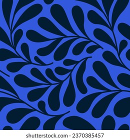 Vector illustration in simple naive and hippie groovy style, flowers and plants, floral botanic hand drawn design seamless pattern
