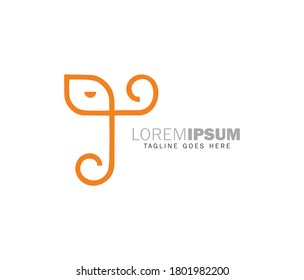A vector illustration of Simple Outline Elephant Logo Sign in orange and white background 