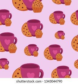 vector illustration. simple pattern. Coffee and tea.