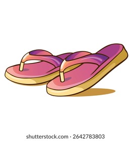 vector illustration of a simple  pink flip flops 