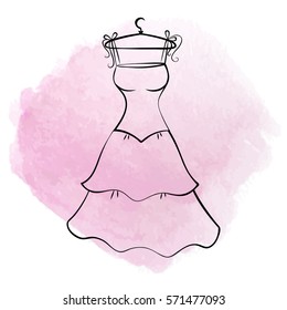 Vector illustration of a simple pink sketch dress