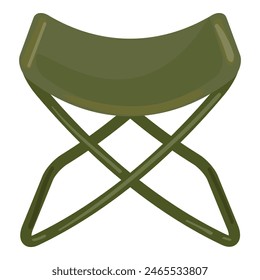 Ilustración vectorial de un taburete plegable verde sencillo y portátil ideal para acampar