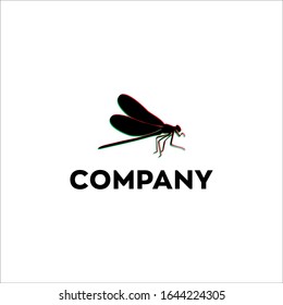 Vector illustration. simple psychedelic dragonfly logo