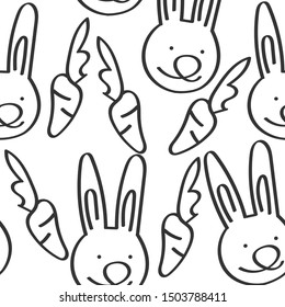 vector illustration simple rabbit and carrot pattern