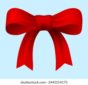 Vector illustration of simple red ribbon bow isolated on light background. Created using gradient meshes