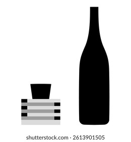 Vector illustration of a simple sake bottle and mokkiri