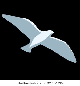 Vector illustration of simple seagull logo icon flying