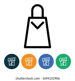 vector illustration simple shopping bag icon or logo with 4 variations background, black color, line design style