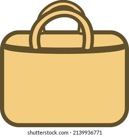 Vector illustration of a simple shopping bag logo. Brown carryall illustration