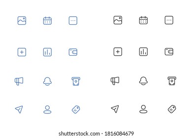 vector illustration of simple shopping icon with thin line. with both blue and black color. good for any project