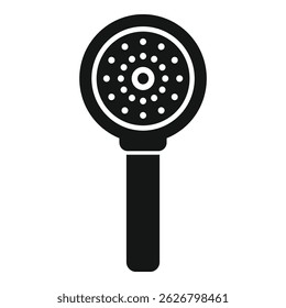 Vector illustration of a simple shower head icon in black and white, suitable for various design uses