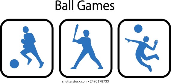 Vector illustration of simple silhouette of ball sports, soccer, baseball, volleyball - Powered by Shutterstock - Get 15% off with code: PIKWIZARD15