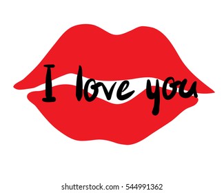 Vector illustration of a simple sketch greeting card 'I love you'