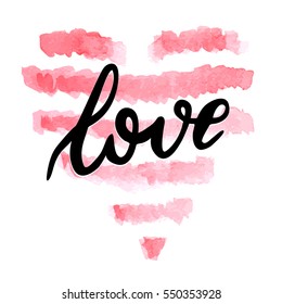 Vector illustration of a simple sketch heart and text 'Love'