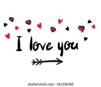 Vector illustration of a simple sketch 'I love you'