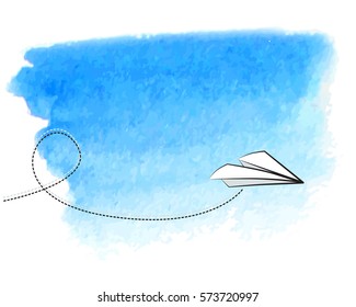 Vector illustration of a simple sketch paper airplane