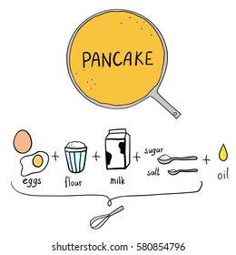 Vector illustration of a simple sketch recipe of pancake