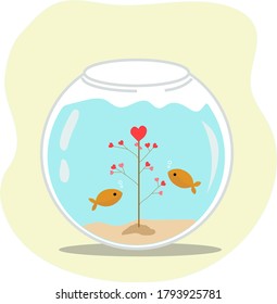 vector illustration simple of small and cute romantic fish, the favorite of small children
