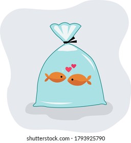 vector illustration simple of small and cute romantic fish, the favorite of small children