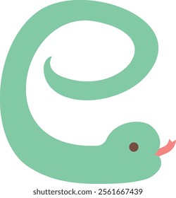 Vector illustration of Simple snake in the pose of the Chinese characters "snake"