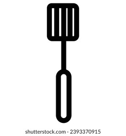 vector illustration of a simple spatula icon. line drawing style. black and white color.