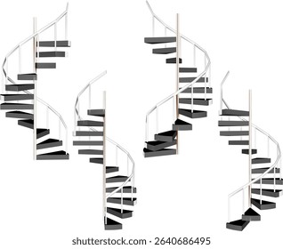 Vector illustration of a simple spiral staircase design for a residential house to go up to the upper floor