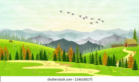 Vector Illustration of a simple spring landscape